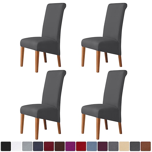 

4 Pcs Solid Color Dining Chair Covers, Stretch Chair Cover, Spandex High back Chair Protector Covers Seat Slipcover with Elastic Band for Dining Room,Wedding, Ceremony, Banquet