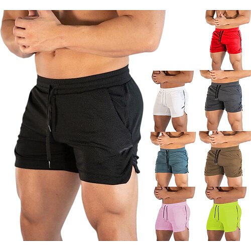 

Men's Running Shorts Marathon One-third Shorts Athletic Shorts Bottoms Split Drawstring Fitness Gym Workout Running Quick Dry Soft Sweat wicking Dark Gray Gray Khaki Royal Blue White Black