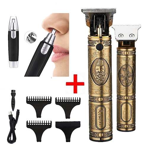 

Hair Clippers for Men Professional Hair Beard Trimmer Cordless Zero Gapped Trimmer Rechargeable T-Blade Close Cutting Barbers Haircut Accessorize with Nose Hair Trimmers