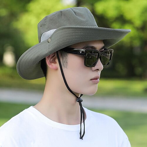 

Men's Sun Hat Fishing Hat Hiking Hat Boonie hat Wide Brim Summer Outdoor UV Sun Protection Sunscreen UV Protection Breathable Hat Creamy-white ArmyGreen Black for Hunting Fishing Climbing / Quick Dry