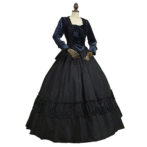 

Rococo Victorian Ball Gown Vintage Dress Party Costume Masquerade Prom Dress Women's Costume Vintage Cosplay Party Halloween Carnival Long Sleeve Dress Masquerade