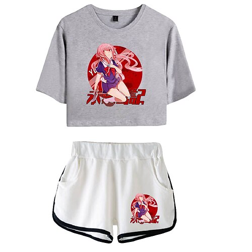 

Inspired by Future Diary Gasai Yuno Outfits Crop Top 100% Polyester Anime Harajuku Graphic Shorts For Women's