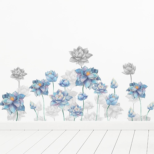 

Magic Blue Ink Lotus Bedroom Childrens Room Living Room Background Decoration Removable Stickers