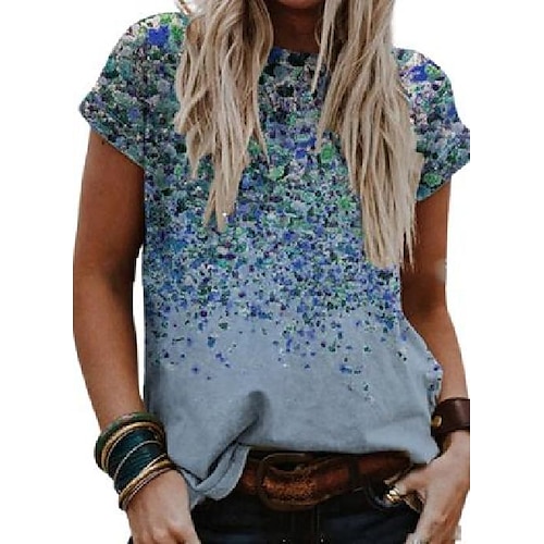

Floral Round Neck Short Sleeve Casual T-shirts