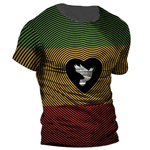 

Men's Unisex T shirt 3D Print Heart Color Block Graphic Prints Crew Neck Street Daily Print Short Sleeve Tops Casual Designer Big and Tall Sports Yellow