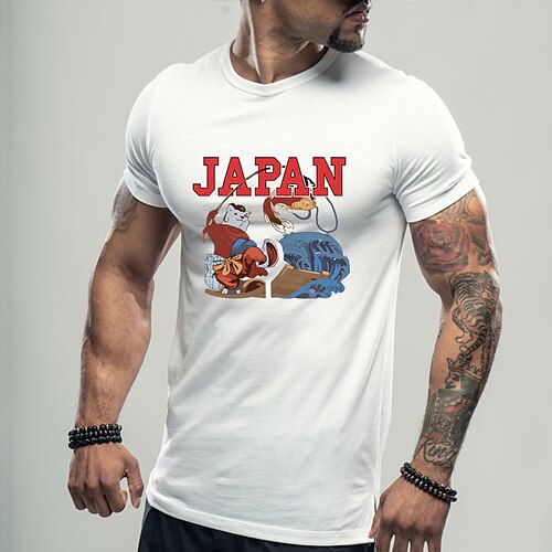

Men's T shirt Hot Stamping Graphic Letter Crew Neck Casual Daily Print Short Sleeve Tops Basic Fashion Comfortable Big and Tall White