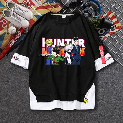 

Inspired by Hunter X Hunter Hisoka Gon Freecss Killua Zoldyck T-shirt Cartoon 100% Polyester Anime Fake two piece Harajuku Street Style T-shirt For Men's / Women's / Couple's
