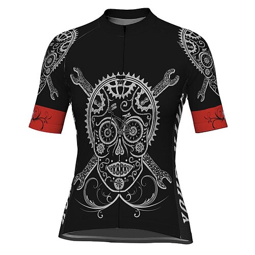 

21Grams Women's Short Sleeve Cycling Jersey Skull Gear Bike Top Mountain Bike MTB Road Bike Cycling Black Spandex Polyester Breathable Quick Dry Moisture Wicking Sports Clothing Apparel / Athleisure