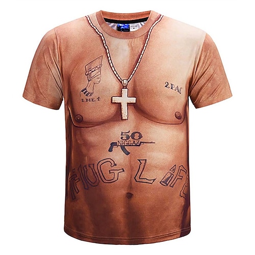 

Men's T shirt 3D Print Graphic Muscle Crew Neck Casual Daily Print Short Sleeve Tops Fashion Vintage Designer Big and Tall Pink