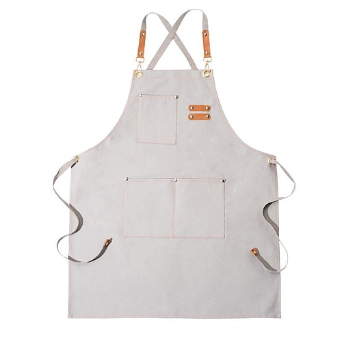 

Chef Aprons for Men Women with Large Pockets, Cotton Canvas Cross Back Heavy Duty Adjustable Work Apron