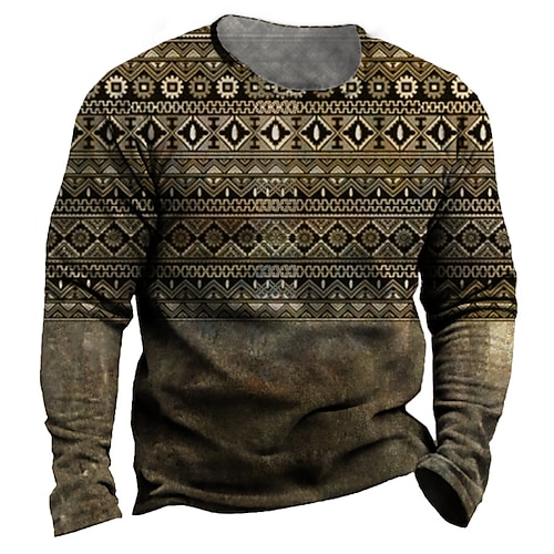 

Men's Unisex Sweatshirt Pullover Bohemian Style Geometric Graphic Prints Print Daily Sports 3D Print Casual Vintage Hoodies Sweatshirts Brown