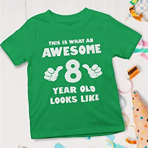 

Kids Boys T shirt Letter Birthday 3D Print Short Sleeve Active 3-12 Years Spring Green Black Blue