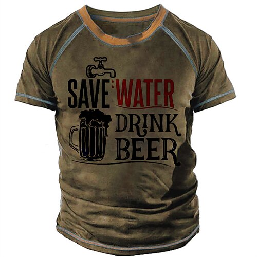 

Men's Unisex T shirt 3D Print Graphic Letter Crew Neck Street Daily Print Short Sleeve Tops Casual Designer Big and Tall Sports Brown