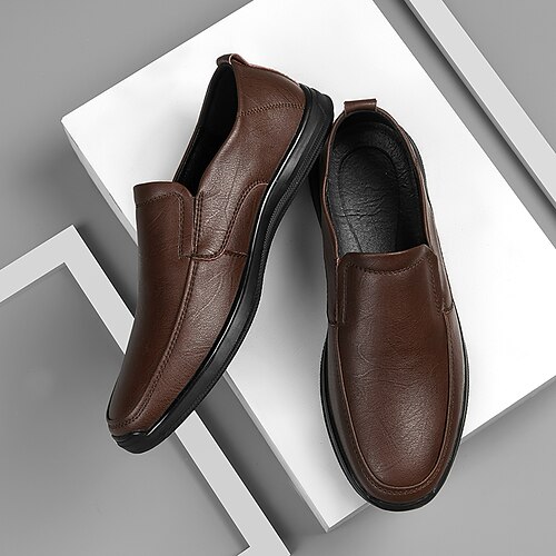 

Men's Loafers Slip-Ons Classic British Daily Office Career PU Booties / Ankle Boots Black Brown Fall Spring