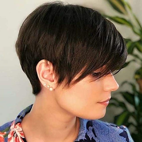 

pixie cut parykker pixie cut korte parykker med smell lagdelt rett varmebestandig syntetisk hår parykk for hvite kvinner