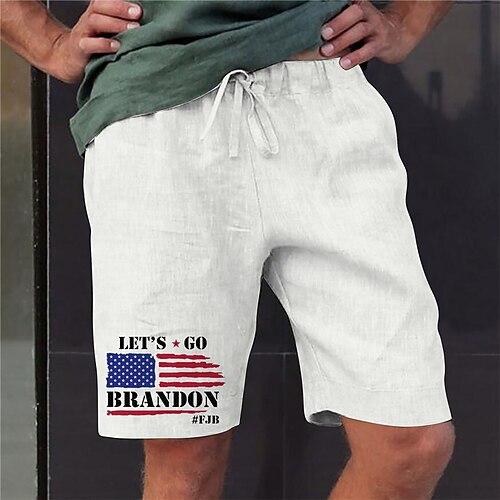 

Men's Stylish Designer Straight Shorts Elastic Waist Print Short Pants Sports Outdoor Daily Graphic Prints National Flag Cotton Blend Comfort Breathable Mid Waist White Army Green Dark Gray S M L XL