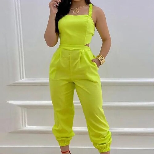 

Women's Jumpsuit Print Print Square Neck Casual Street Daily Regular Fit Sleeveless Blue White Gray S M L Summer