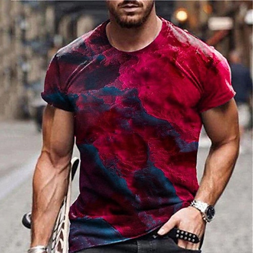 

Herren Unisex T Shirt Grafik-Drucke Wolken Rendering Rundhalsausschnitt Rote 3D-Druck Outdoor Strasse Kurzarm Bedruckt Bekleidung Sport Designer Casual Groß und hoch / Sommer / Sommer