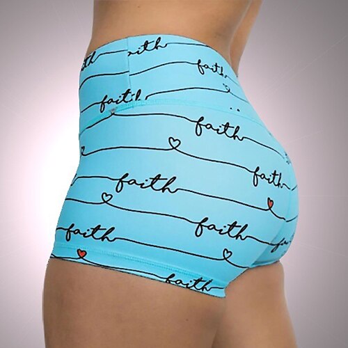 

Women's Shorts Green Blue Purple Mid Waist Sporty Athleisure Weekend Yoga Print Stretchy Short Tummy Control Heart S M L XL XXL / Slim