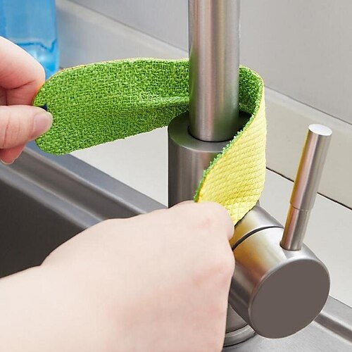 

Double-sided Faucet Cleaning Cloth Fish Scale Fiber Rag Dishwashing Towel Wear-Resistant Scouring Pad Lazy Kitchen Decontamination Tool