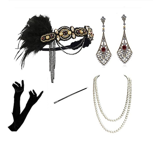 

The Great Gatsby Charleston Retro Vintage 1950s 1920s Headpiece Party Costume Women's Costume Vintage Cosplay Party / Evening Gloves Masquerade / Headwear / Necklace / Earrings / Earrings / Necklace