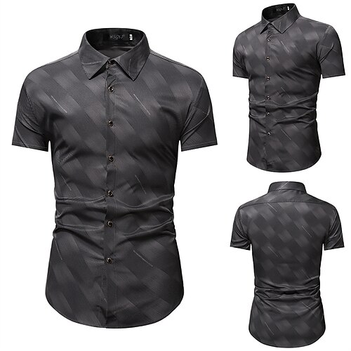 

Men's Shirt Turndown Gray Wine Short Sleeve Outdoor Street Button-Down Print Tops Fashion Streetwear Casual Summer