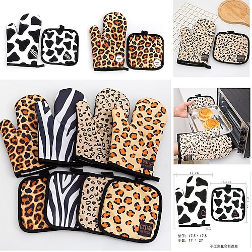 

Oven Mitts and Pot Holders Kitchen Oven Glove High Heat Resistant Oven Mitts and Potholder with Non-Slip for Cooking