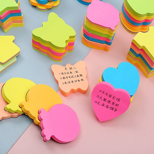 

10 pcs Sticky notes / Colorful Paper Lined Cute Self-adhesive Post It Notes for School Office Student