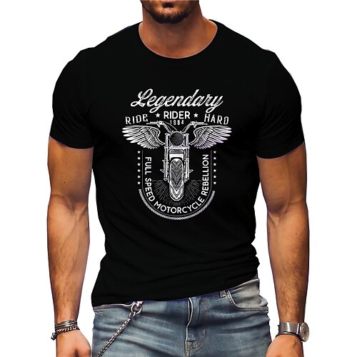 

Homens Camiseta camisa legal Gráfico Letra Motocicletas Gola Redonda Estampado Rua Casual Manga Curta Imprimir Roupa Moda Designer Clássico Inovador