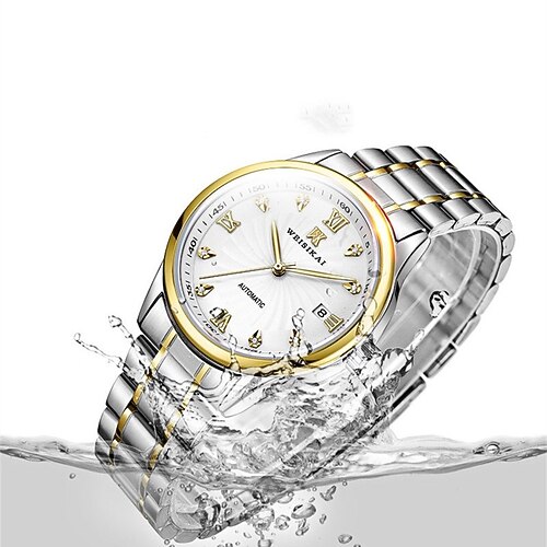 

WEISIKAI Mechanical Watch for Men Analog Automatic self-winding Stylish Waterproof Minimalist Waterproof Calendar Alloy Stainless Steel Fashion