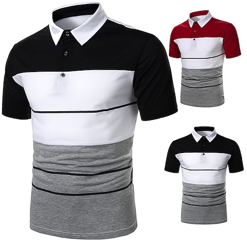 

Men's Golf Shirt Tennis Shirt Breathable Quick Dry Lightweight Short Sleeve T Shirt Top Regular Fit Basic Patchwork Autumn / Fall Summer Tennis Golf Running / Micro-elastic