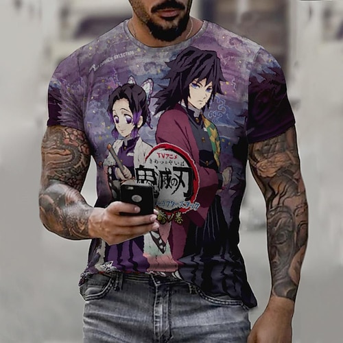 

Inspired by Demon Slayer: Kimetsu no Yaiba Kochou Shinobu Tomioka Giyuu T-shirt Anime 100% Polyester Anime 3D Harajuku Graphic T-shirt For Men's / Women's / Couple's