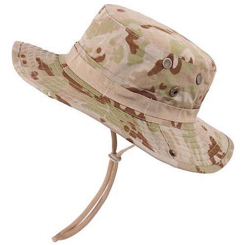 

Men's Women's Sun Hat Fishing Hat Hiking Hat Boonie hat Wide Brim Summer Outdoor UV Sun Protection Sunscreen UV Protection Breathable Hat Camouflage Cotton dark-night green-dark night desert-dark