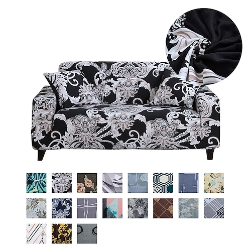 

Stretch Sofa Slipcover Spandex Floral Jacquard Fabric Sectional Couch Armchair Loveseat 4 or 3 seater L Shape Soft Durable Washable