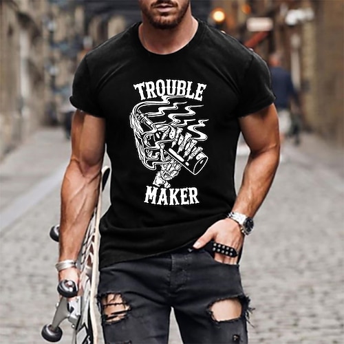 

Men's T shirt Tee Letter Round Neck Blue Army Green Khaki Gray Black Hot Stamping Casual Daily Short Sleeve Print Clothing Apparel Basic Simple / Summer