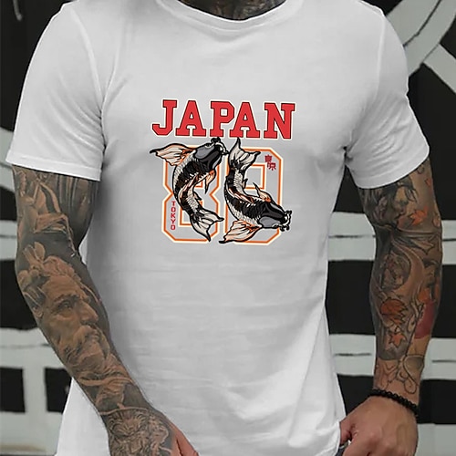 

Men's T shirt Hot Stamping Graphic Letter Crew Neck Casual Daily Print Short Sleeve Tops Basic Fashion Comfortable Big and Tall White
