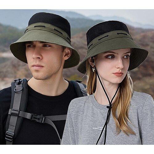 

Men's Women's Sun Hat Fishing Hat Hiking Hat Boonie hat Wide Brim Summer Outdoor UV Sun Protection Sunscreen UV Protection Breathable Hat Navy Back Green for Fishing Climbing Running / Quick Dry