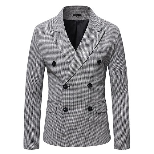 

Men's Casual Blazer Regular Regular Fit Houndstooth WhiteBlack Coffee 2022 / Winter