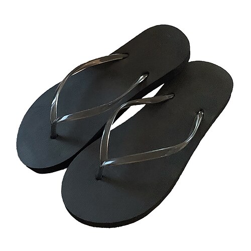 

Women's Slippers Flip-Flops Flat Sandals Flat Heel Round Toe Open Toe Elegant Casual Daily PVC Loafer Spring Summer Solid Colored Black