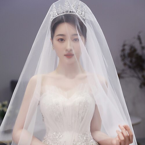 

One-tier Cute Wedding Veil Chapel Veils with Pure Color 118.11 in (300cm) Tulle