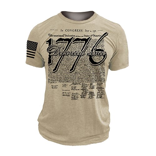 

Men's T shirt 3D Print Graphic Letter Crew Neck Street Casual Print Short Sleeve Tops Basic Fashion Classic Comfortable Khaki / Sports / Summer