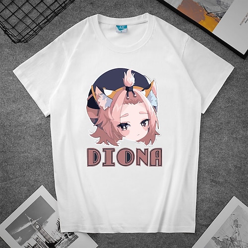 

Inspired by Genshin Impact Cosplay T-shirt Cartoon 100% Polyester Anime Harajuku Graphic Kawaii T-shirt For Men's / Women's / Couple's
