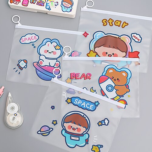 

PencilCasePenPouchMarkerBag Cartoon Transparent Lightweight Plastics for School Office Business
