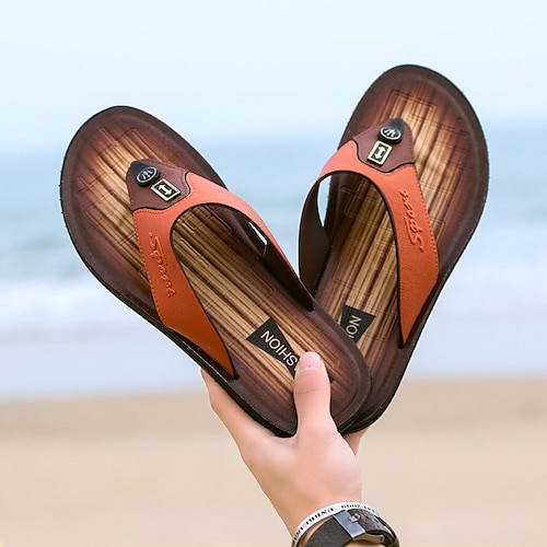 

Men's Slippers & Flip-Flops Casual Classic Home Daily Rubber Yellow Brown Spring Summer