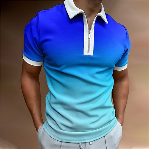 

Per uomo POLO Camicia da golf Golf Tinta unita Collo ripiegabile Viola Giallo Arancione Azzurro Informale Giornaliero Manica corta Cerniera Abbigliamento Sportivo Di tendenza Informale Comodo