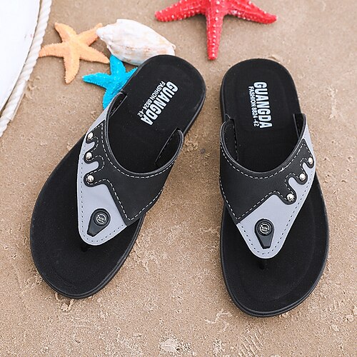 

Men's Slippers Flip-Flops Casual Classic Home Daily Rubber Gray Brown Spring Summer