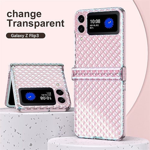 

Phone Case For Samsung Galaxy Back Cover Z Flip 3 Transparent Shockproof Dustproof Transparent TPU