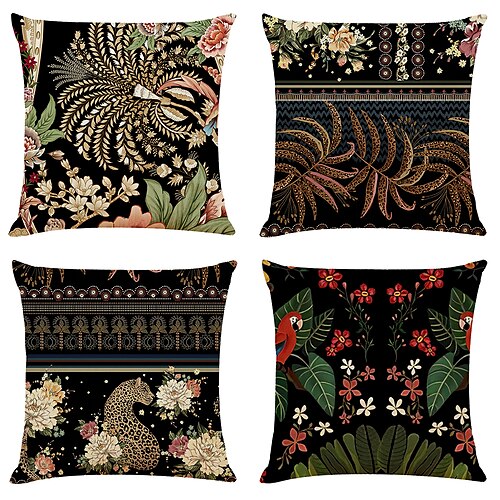 

Tropical Plant Double Side Cushion Cover 4PCS Soft Decorative Square Throw Pillow Cover Cushion Case Pillowcase for Sofa Bedroom Superior Quality Machine Washable