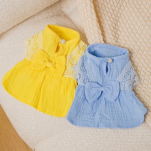 

Cachorros Gatos Vestidos Cor Sólida Moda Estilo bonito Feriado Casual / Diário Roupas para Cães Roupas de cachorro Roupas de cachorro Macio Azul Amarelo Ocasiões Especiais para menina e menino