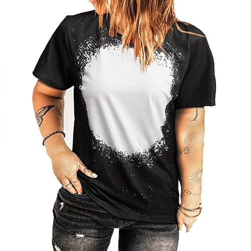 

Women's Plus Size Tops T shirt Color Gradient Print Short Sleeve Crewneck Streetwear Daily Going out Polyester Spring Summer Blue Black